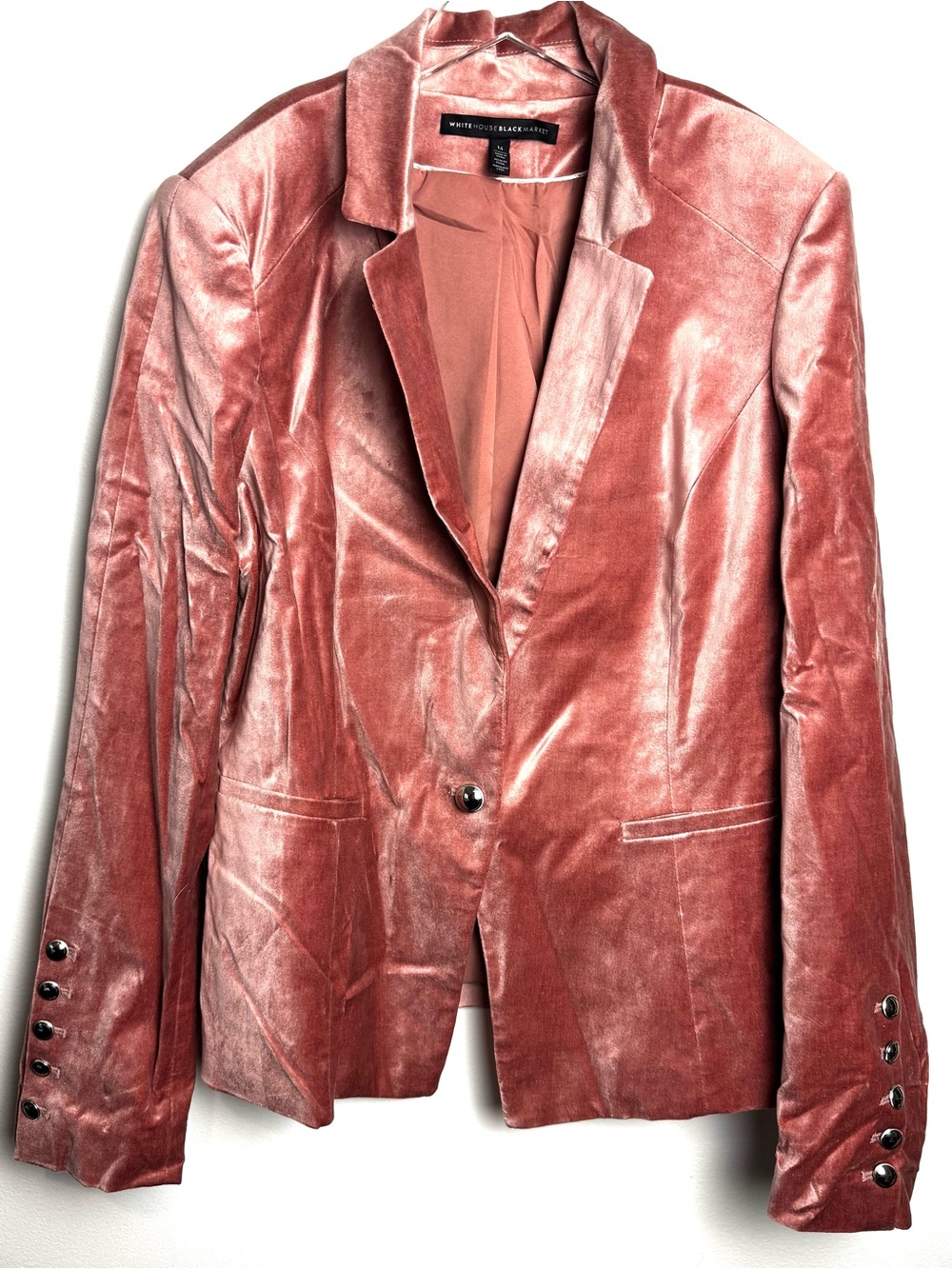 White House Black Market Velvet Blazer in Dusty Rose